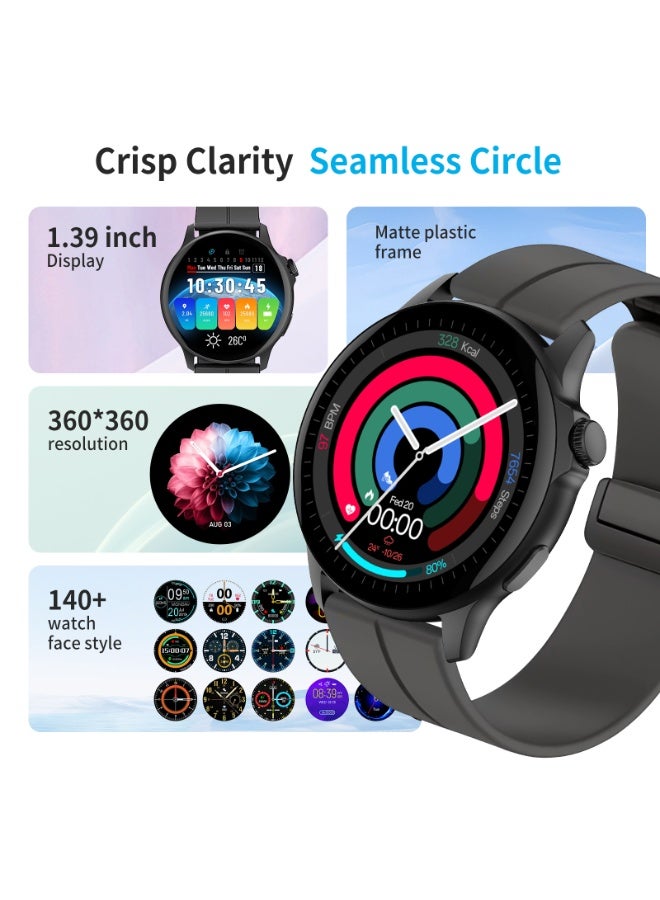 G-Tab GTR4 Smart Watch with Magnetic Strap, 1.39-Inch IPS Touch Display, Bluetooth Calling, Heart Rate & SpO₂ Monitoring, 100 Sports Modes, 1ATM Water Resistant, Android & iOS Compatible - Image 5